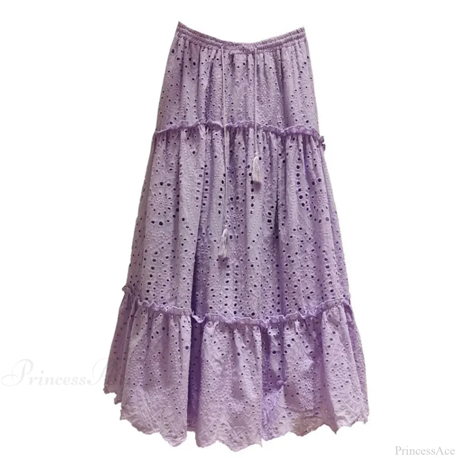 Women's Summer Cotton Full Lace Midi Skirt A-line Boho Vacation - Image 7
