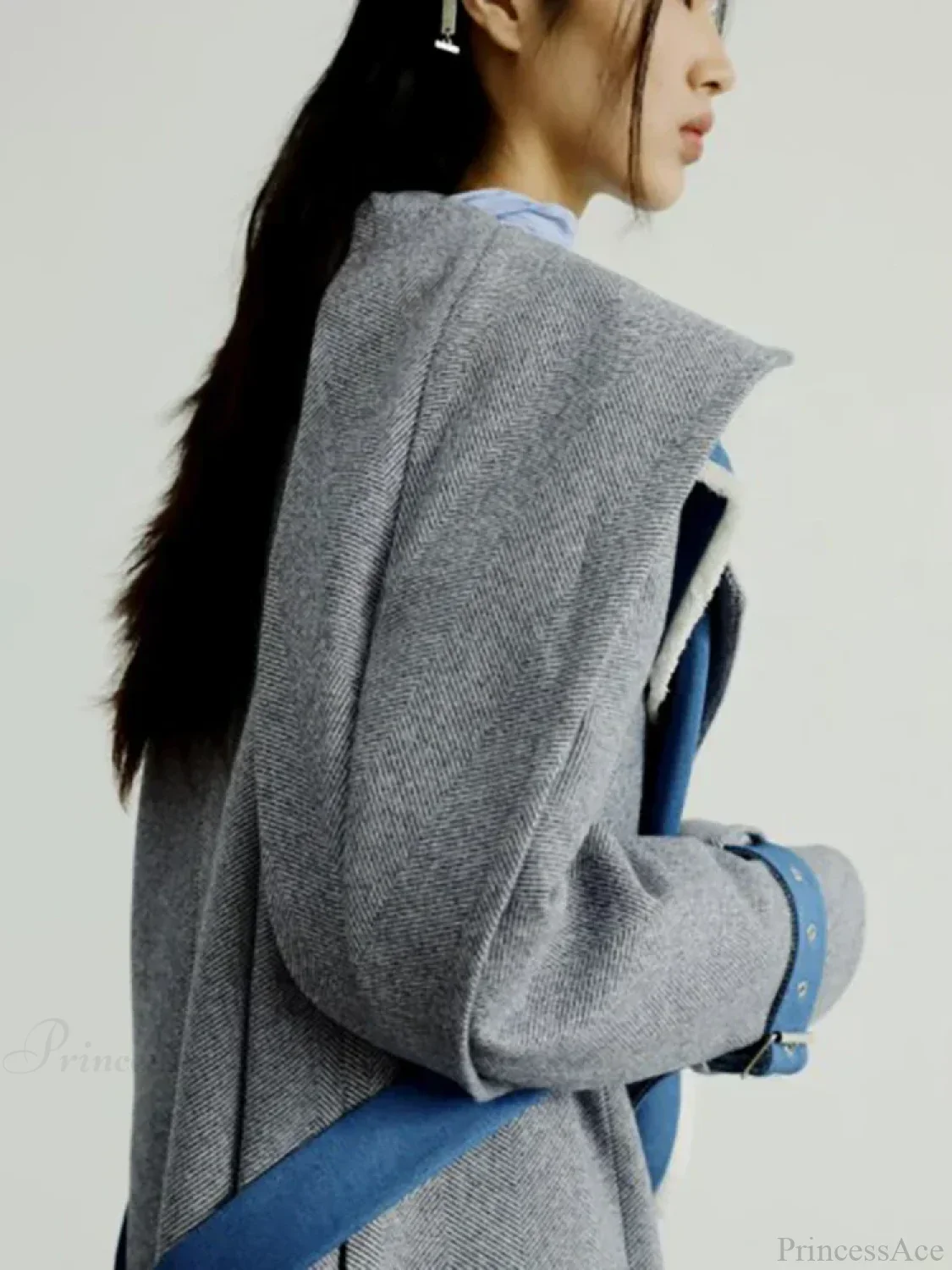 Women's Woolen Removable Contrast Overcoat - Image 3