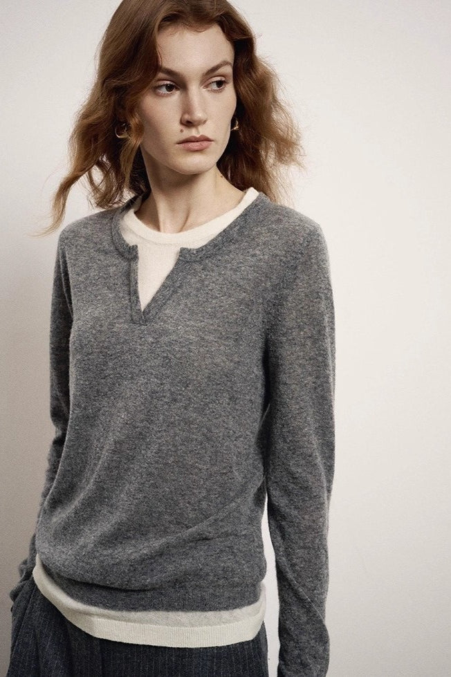 Wool Blend Layered Look Long Sleeve Tee - Image 4