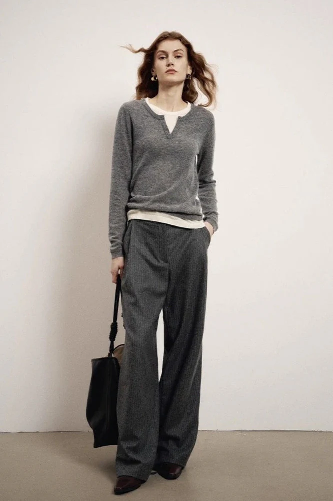 Wool Blend Layered Look Long Sleeve Tee - Image 5