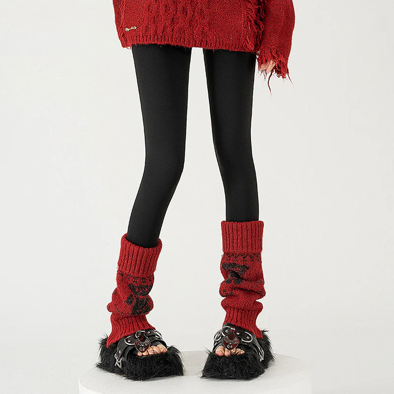 Wool Chunky Slouchy Sexy Red Leg Warmers - Image 4