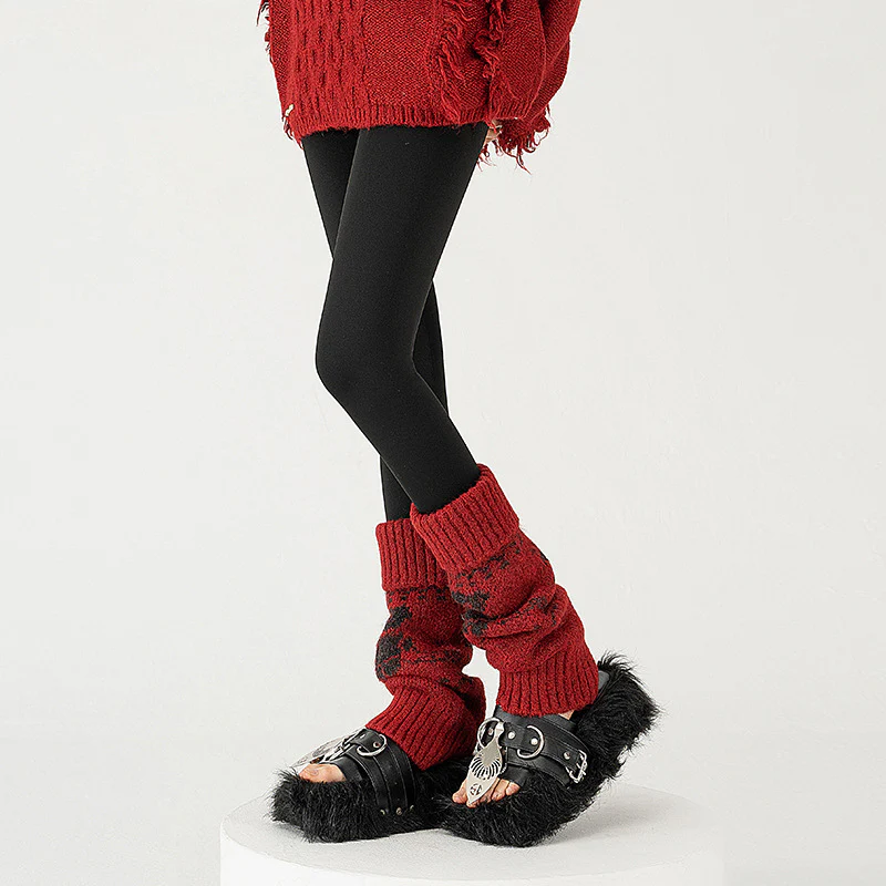 Wool Chunky Slouchy Sexy Red Leg Warmers - Image 5