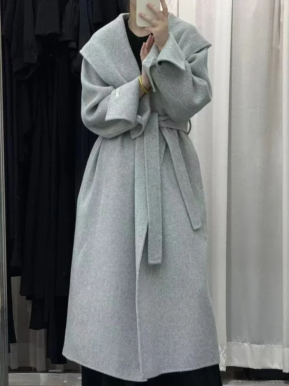Wool Hooded Office Lady Cashmere Overcoat - Image 8