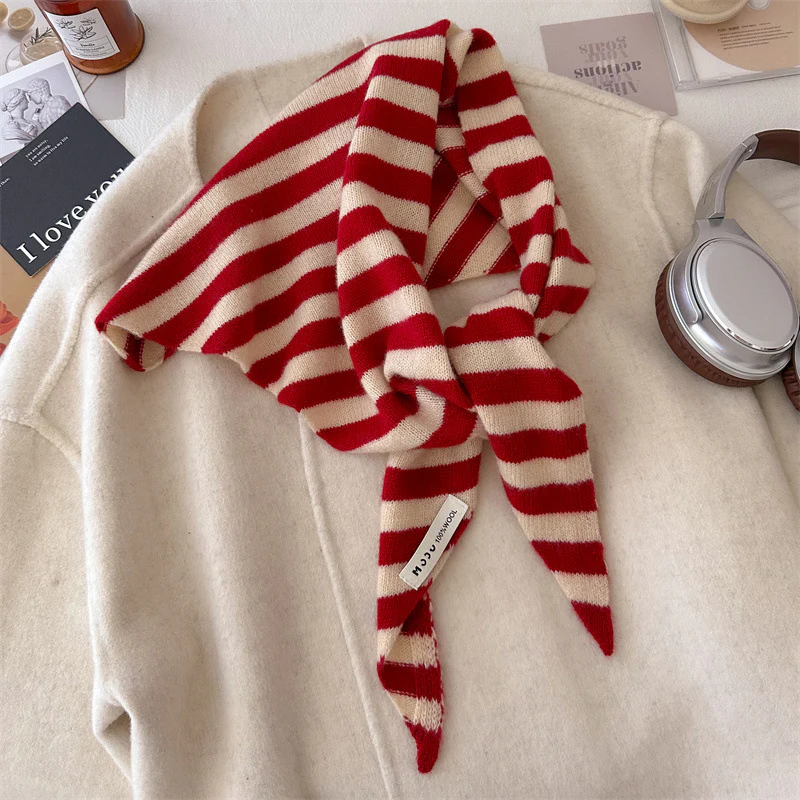 Wool Knitted Stripe Scarf - Image 2