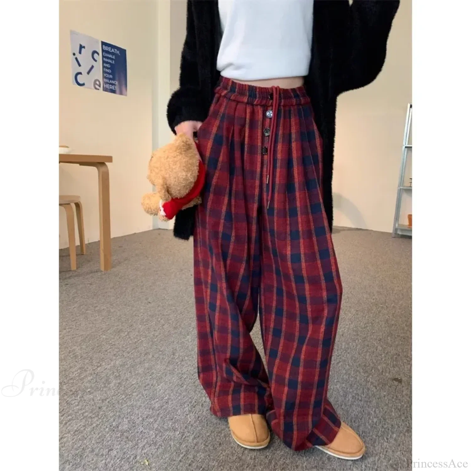 Woolen Plaid Vintage Winter Pants - Image 6