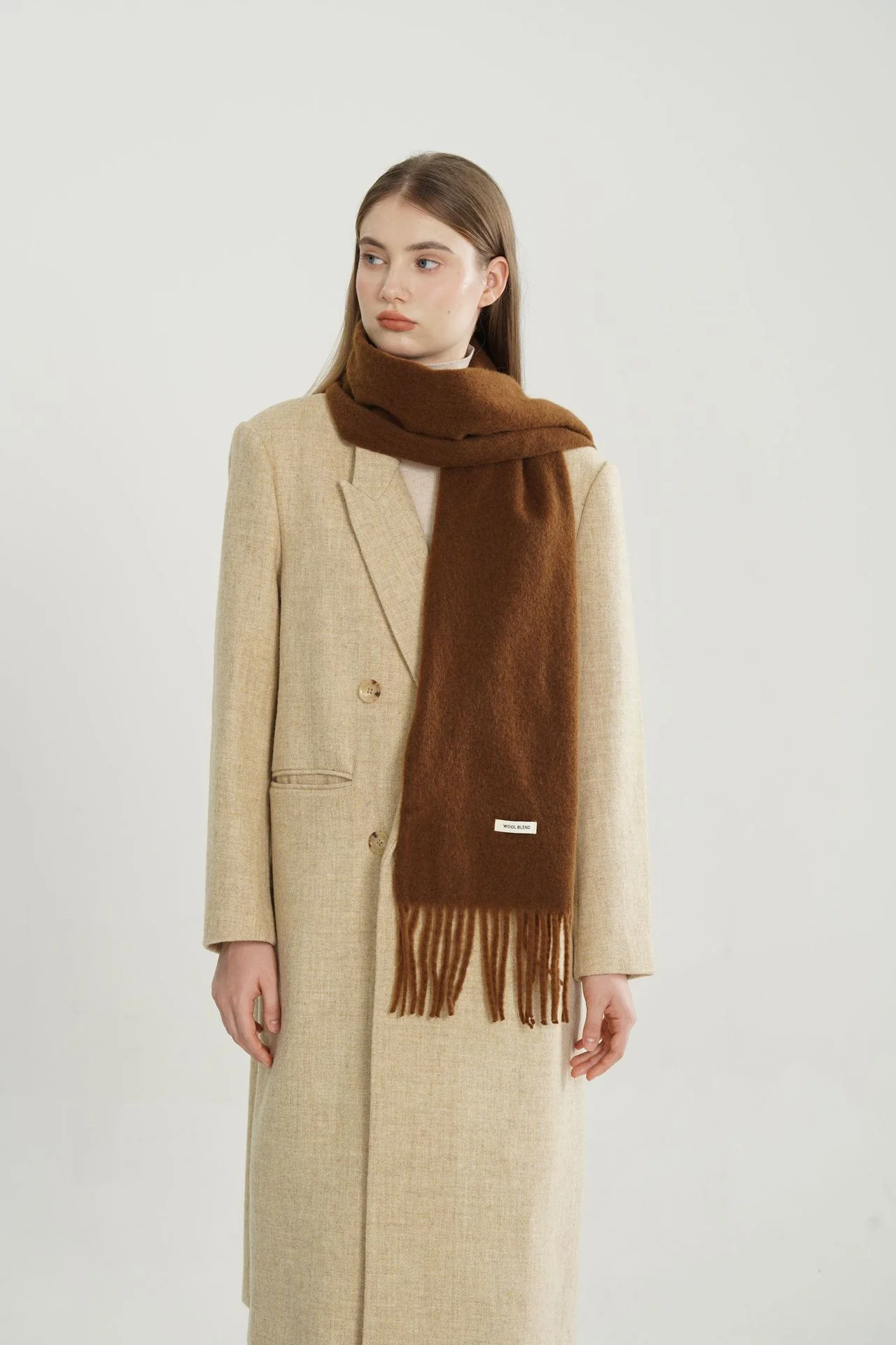 Woven Fringe Wool Blend Scarf - Image 9