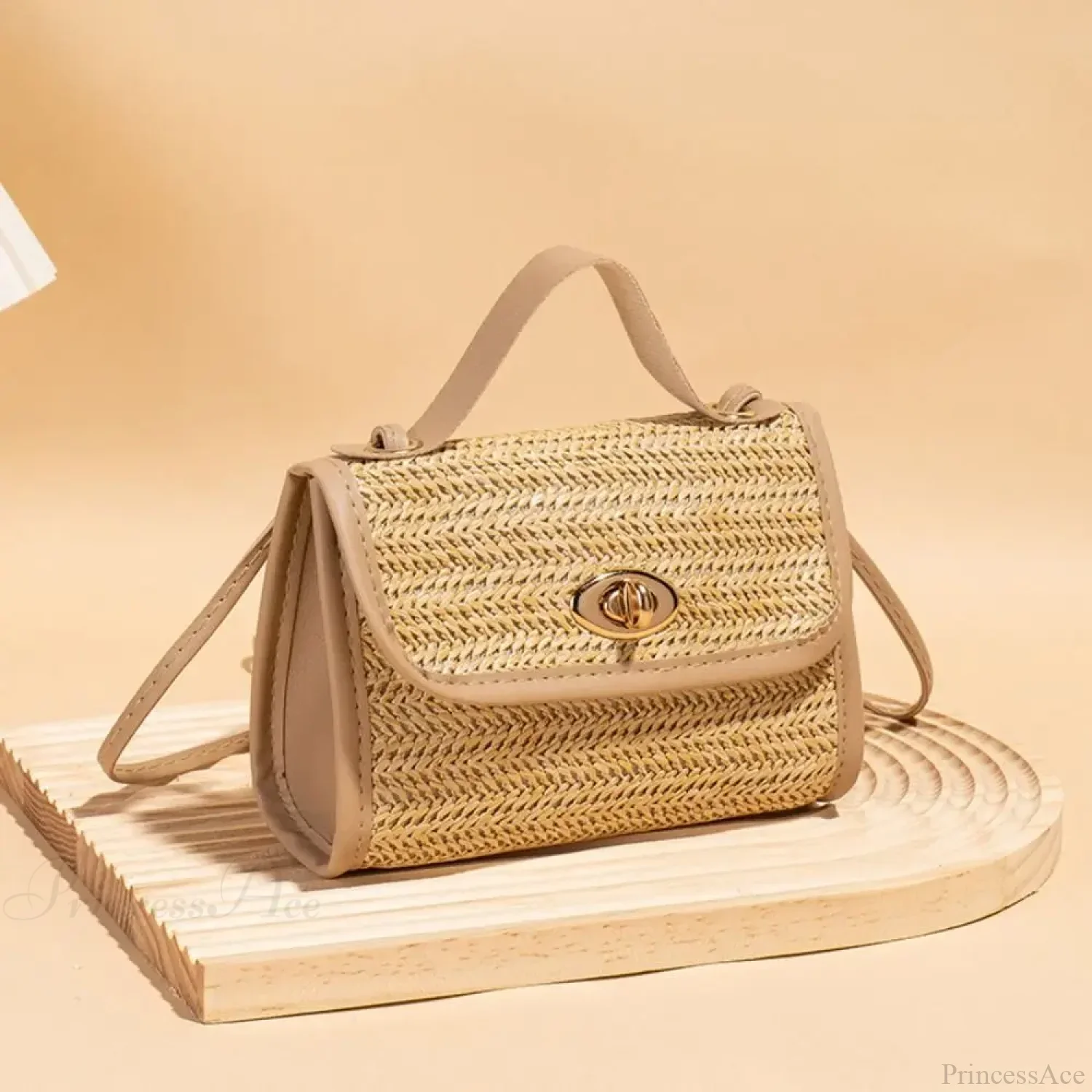 Woven Messenger Straw Travel Tote Handbag - Image 3
