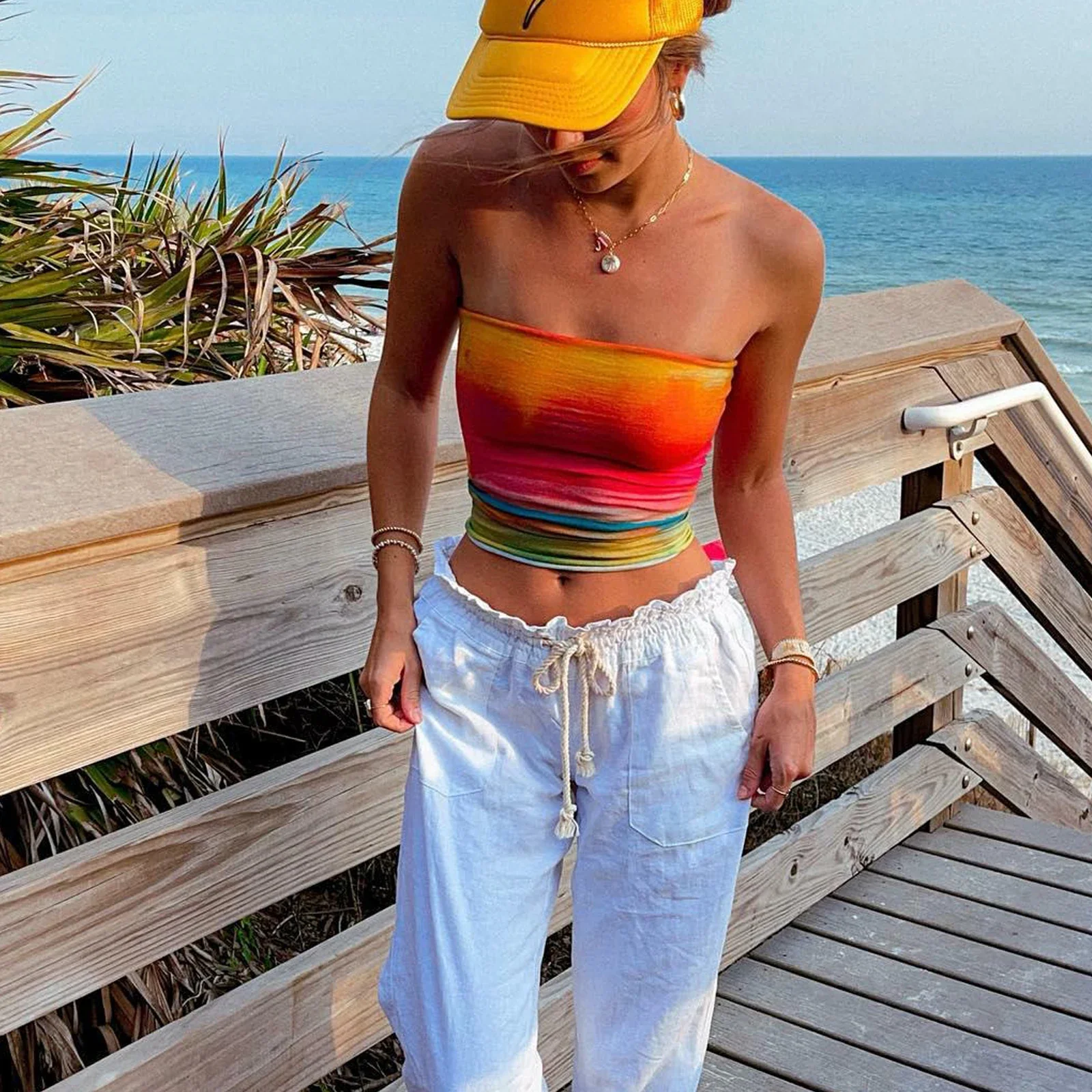 Wrap Chest Strapless Crop Top - Image 2