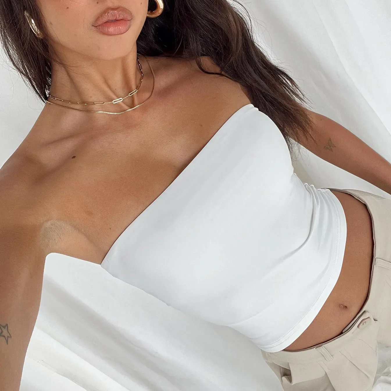 Wrap Chest Strapless Crop Top - Image 4