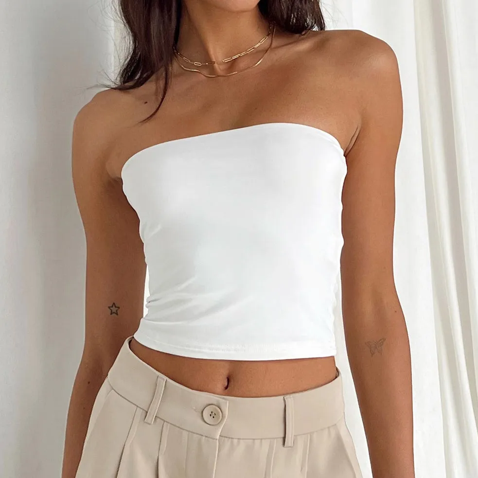 Wrap Chest Strapless Crop Top - Image 8