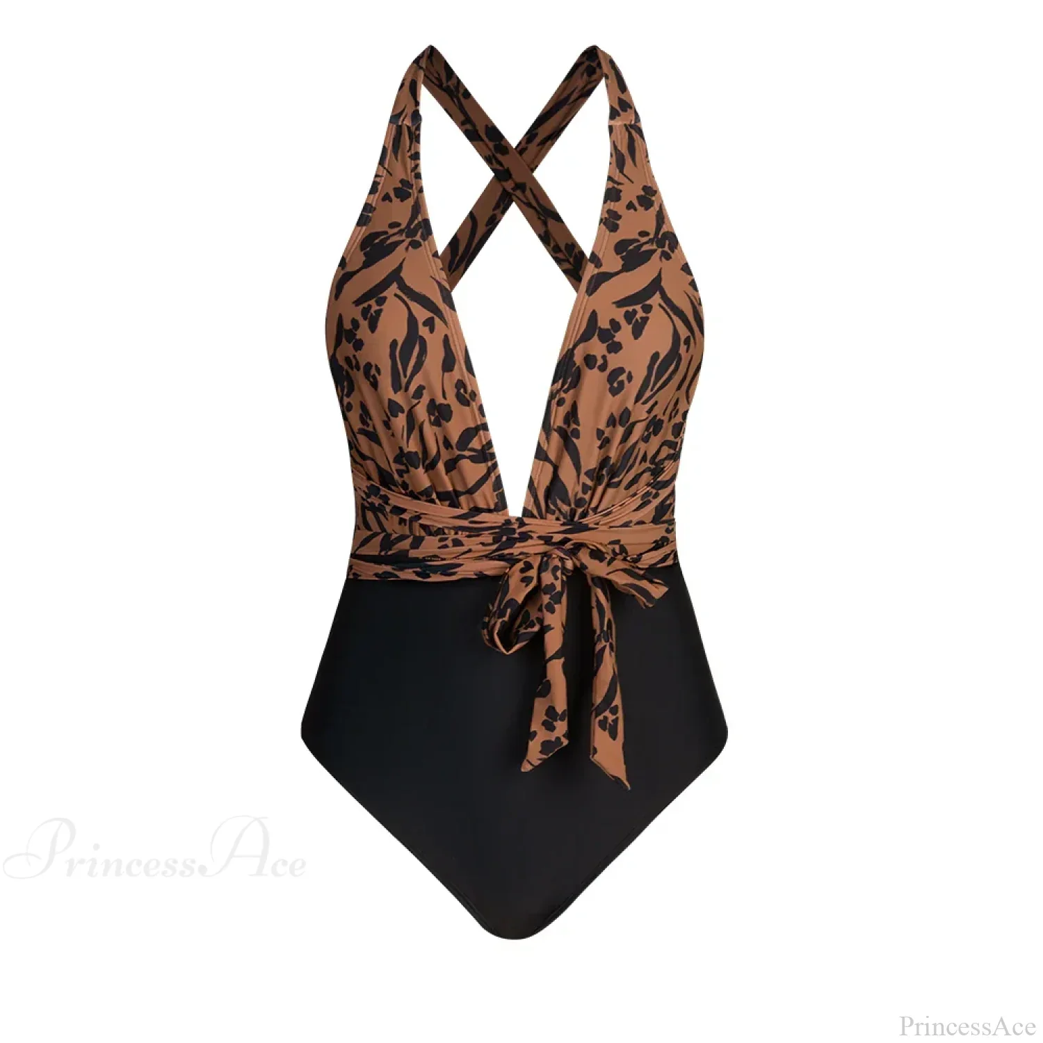 Wrap Tie Plunge Criss Cross One Piece Set - Image 2