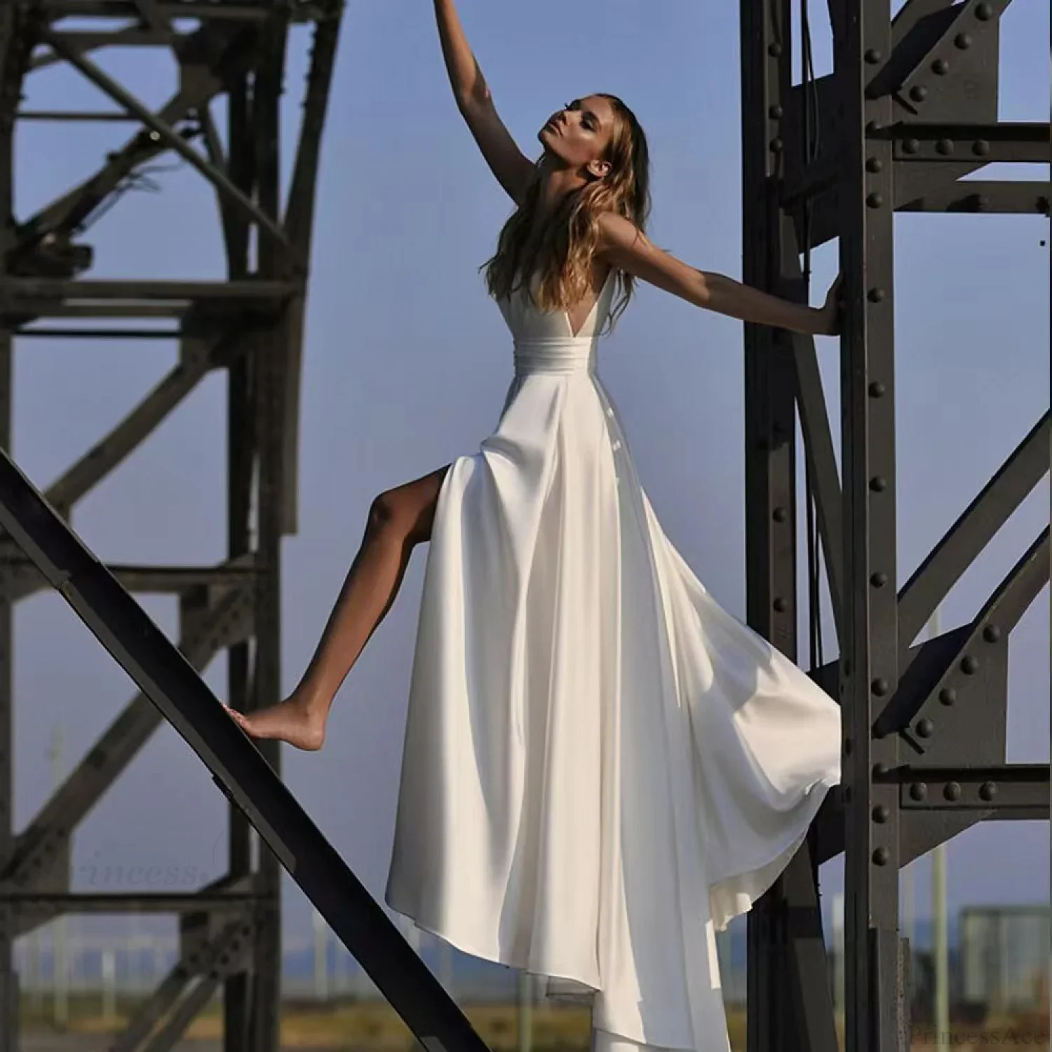 X-Neck Sleeveless Wedding Dress - Image 3