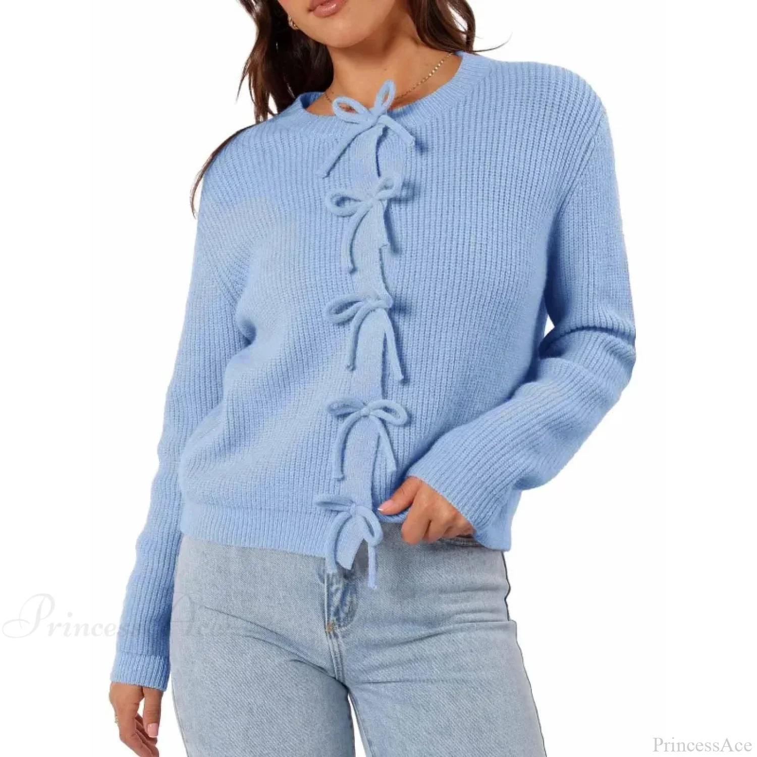 Y2K Bow Front Round Neck Cardigan - Image 7