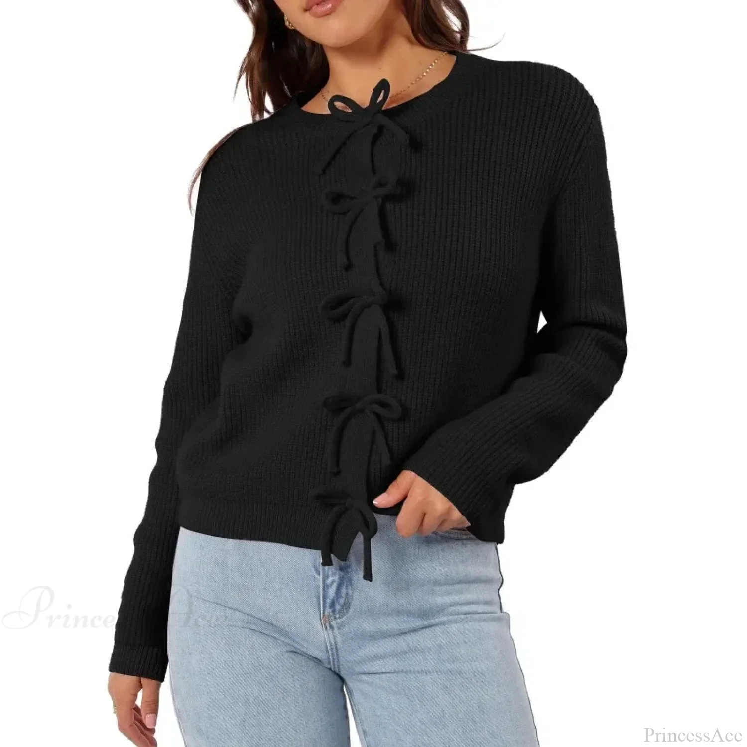 Y2K Bow Front Round Neck Cardigan - Image 8