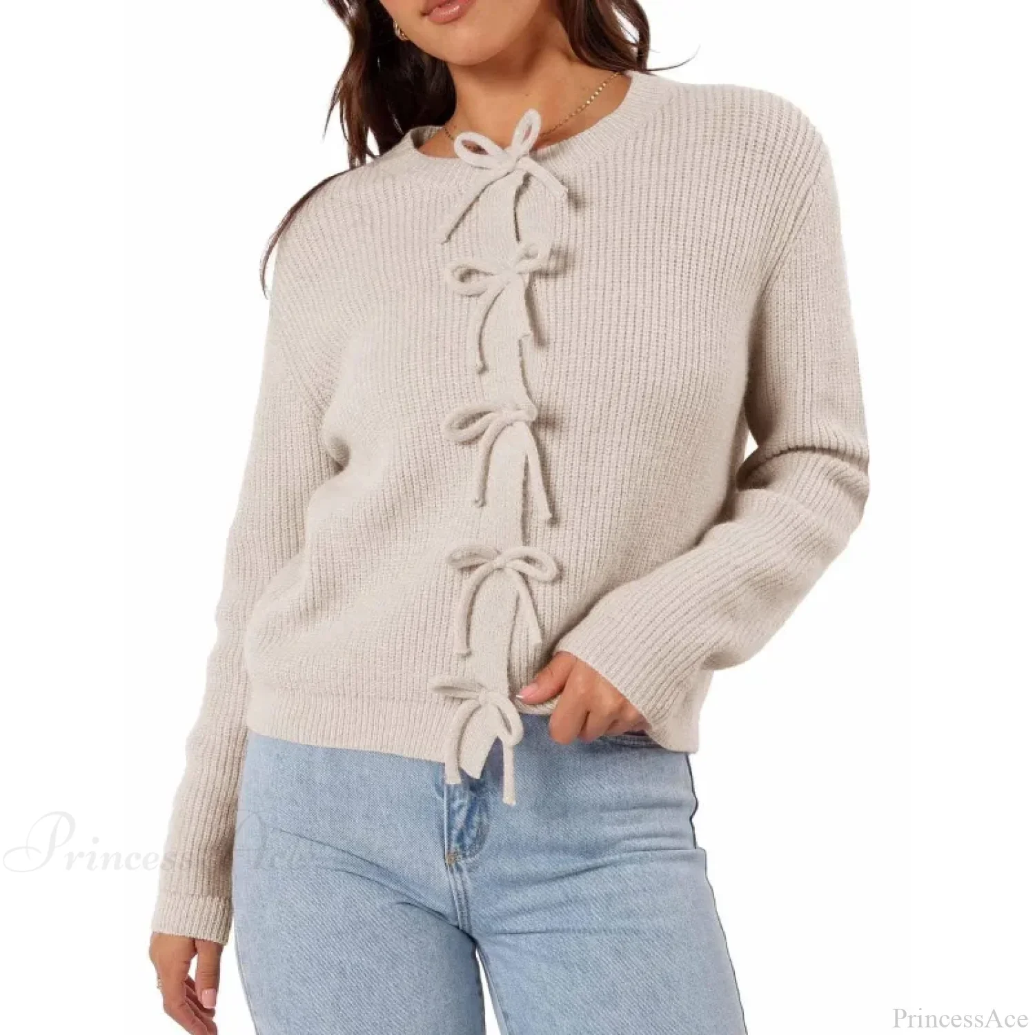 Y2K Bow Front Round Neck Cardigan - Image 9