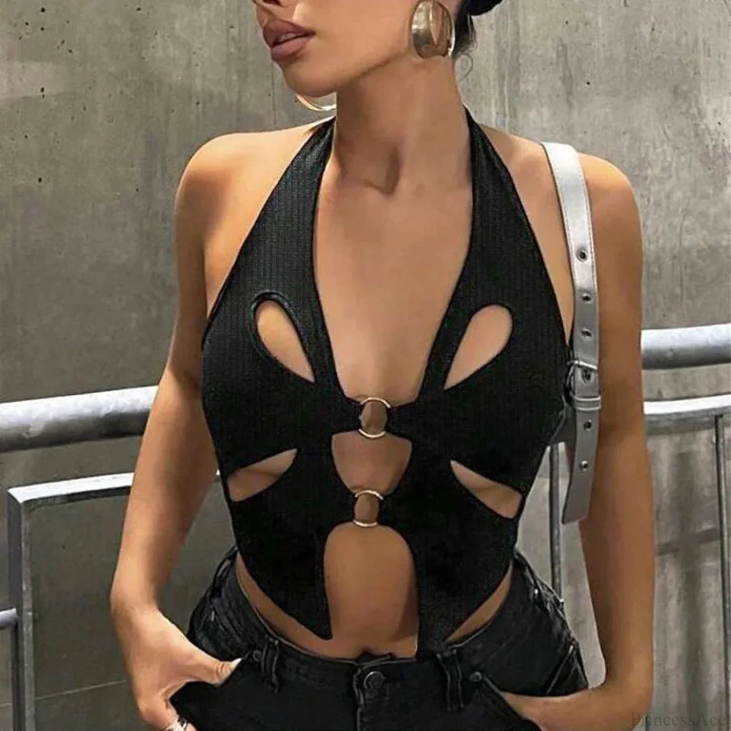 Y2K Circular Camisole Grunge Crop Top - Image 2