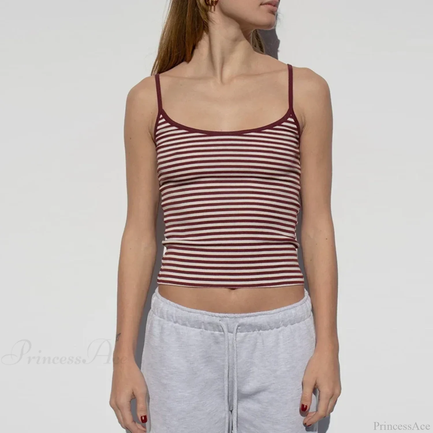 Y2K Cute Contrast Trim Spaghetti Strap Vintage Aesthetic Cottage Crop Top - Image 8