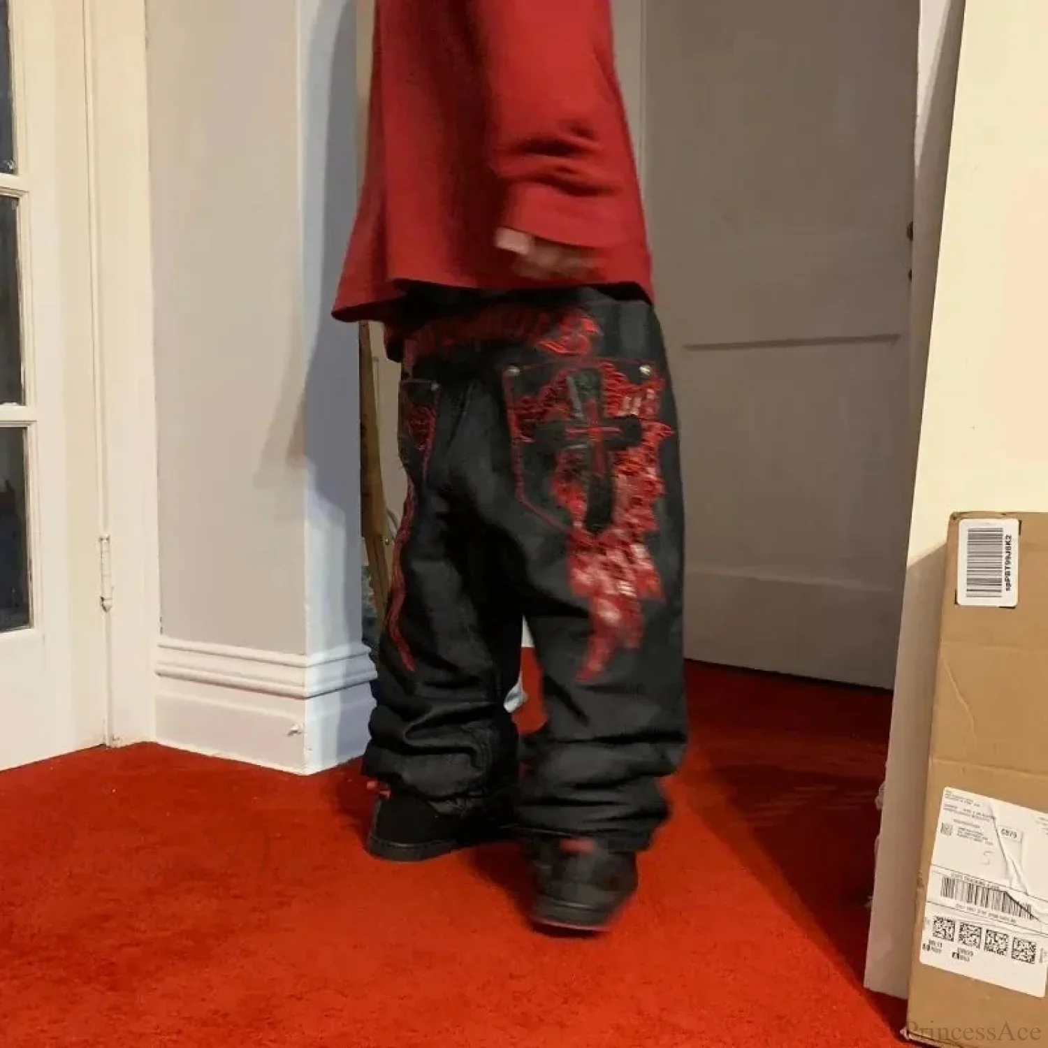 Y2K Dark Embroidered Cleaning Pant - Image 2