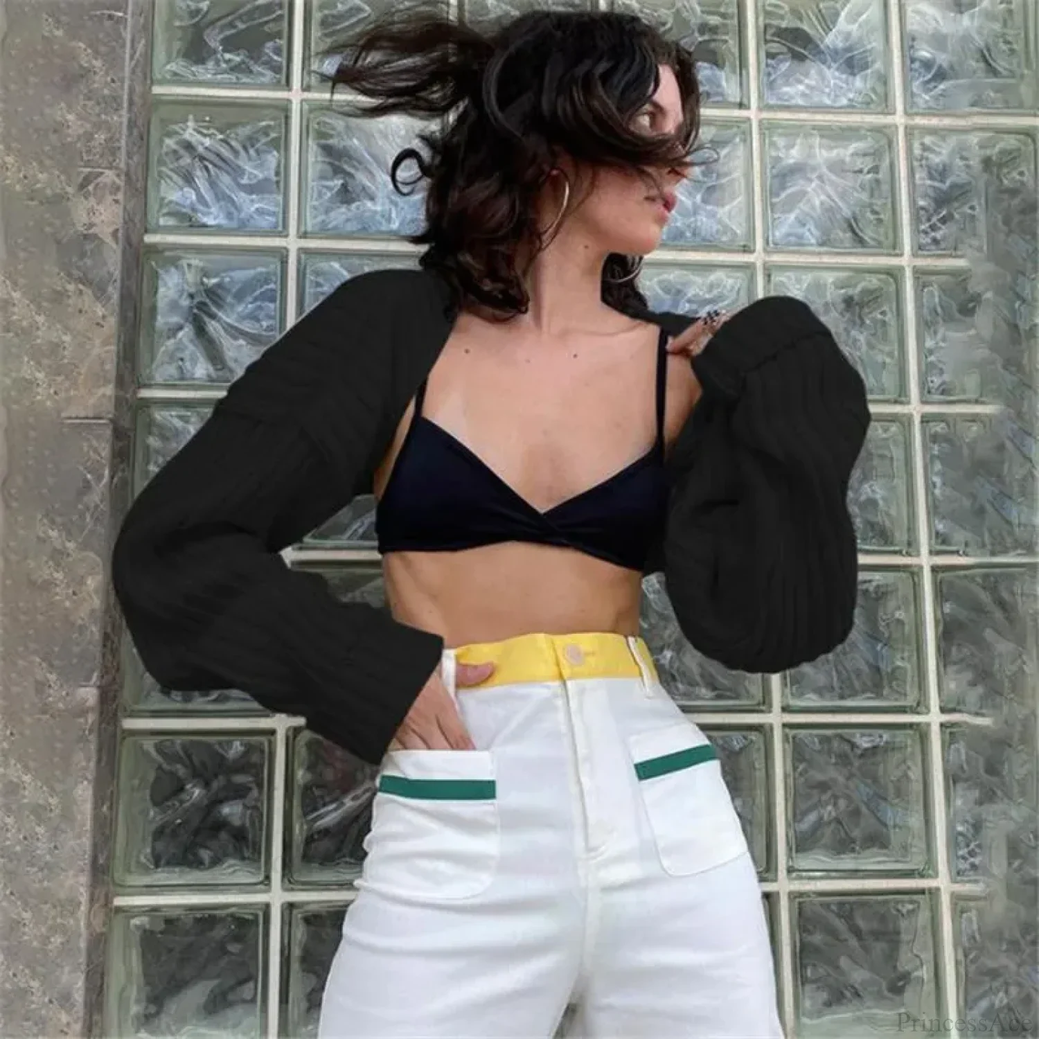 Y2K Drop Shoulder Crop Top Knit Cardigan - Image 7
