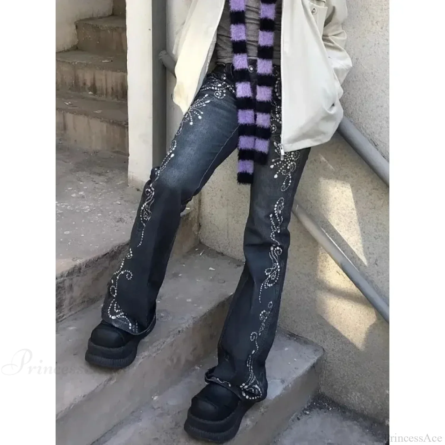 Y2K Embroidery Denim Wide Pants - Image 6