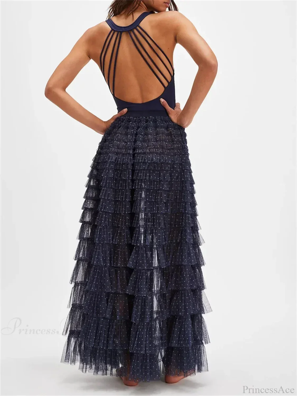 Y2K Fairycore Ruffle Maxi Slip Skirt Elastic Lace Tulle Tutu - Image 4