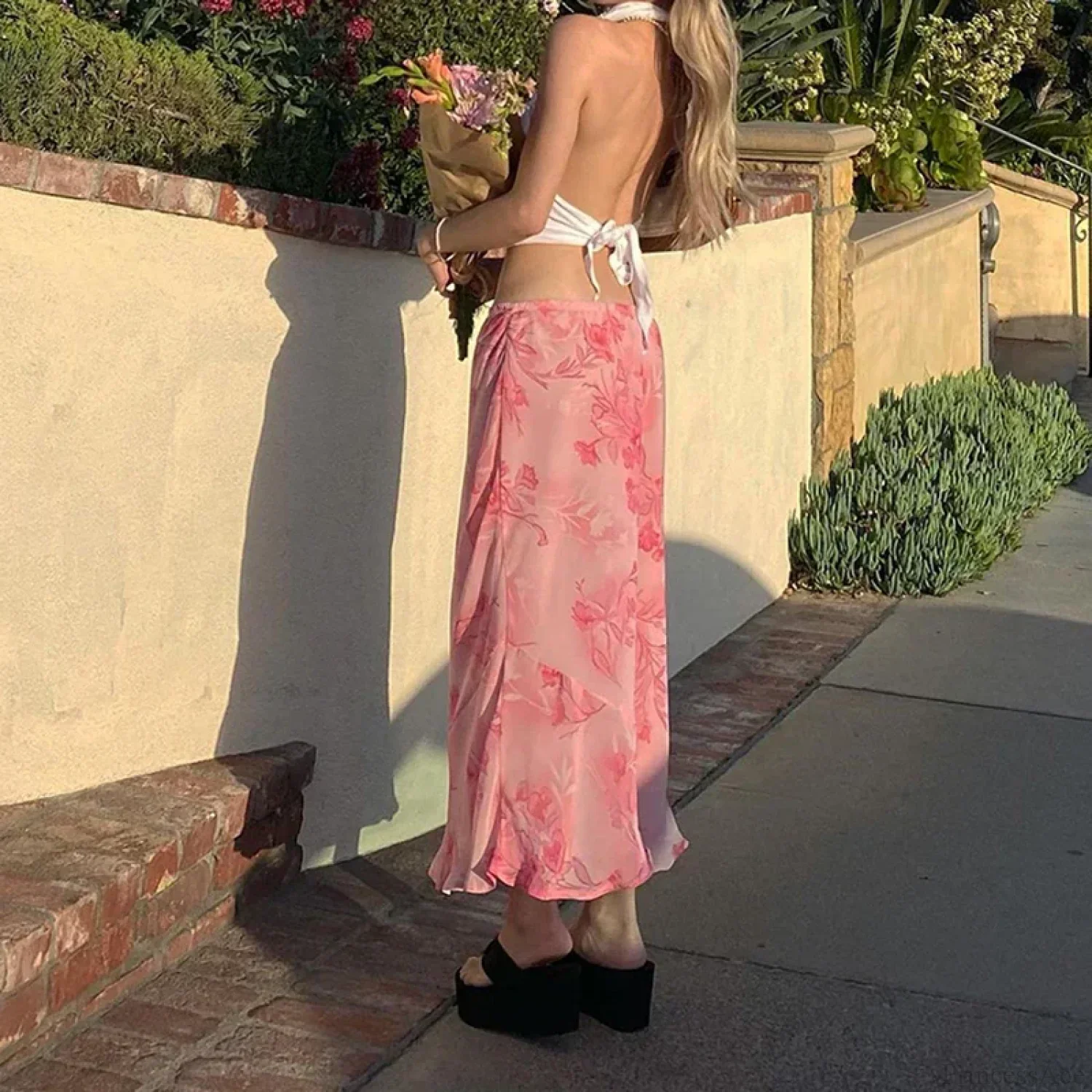 Y2K Floral Straight Leg Loose Slim Low Waist Summer Skirt - Image 2