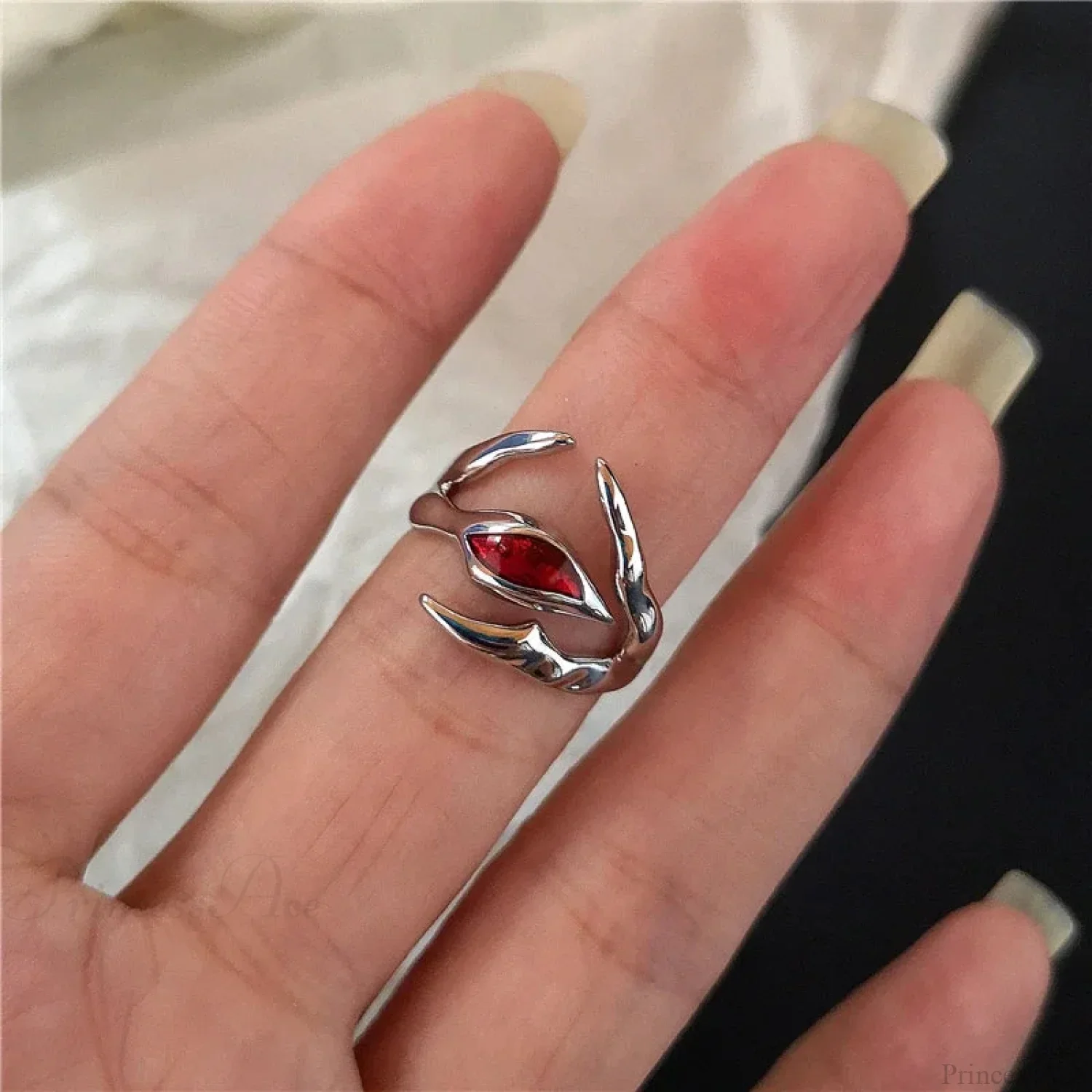 Y2K Gothic Animal Spider Crimson Crystal Ring - Image 12