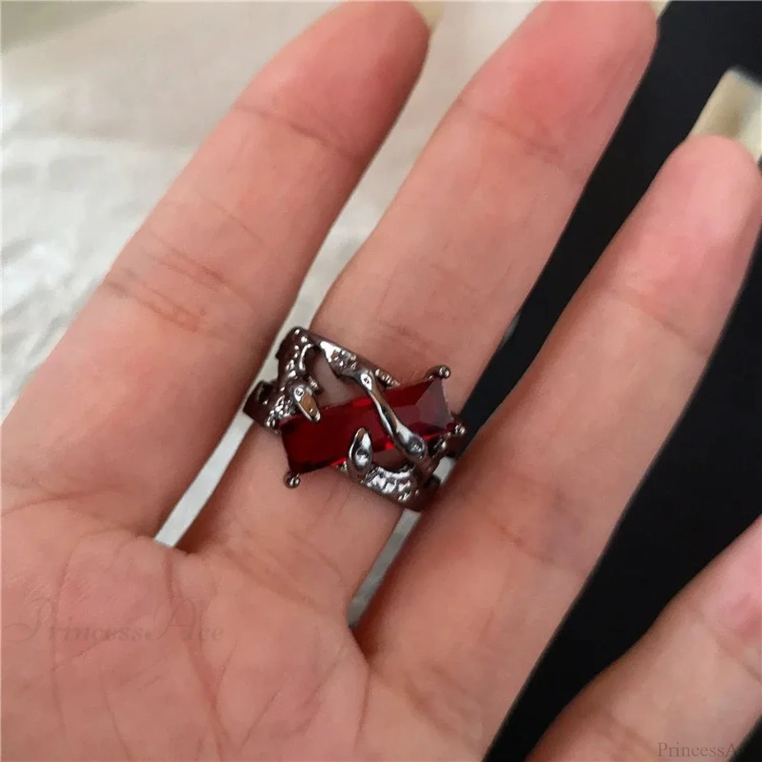 Y2K Gothic Animal Spider Crimson Crystal Ring - Image 20