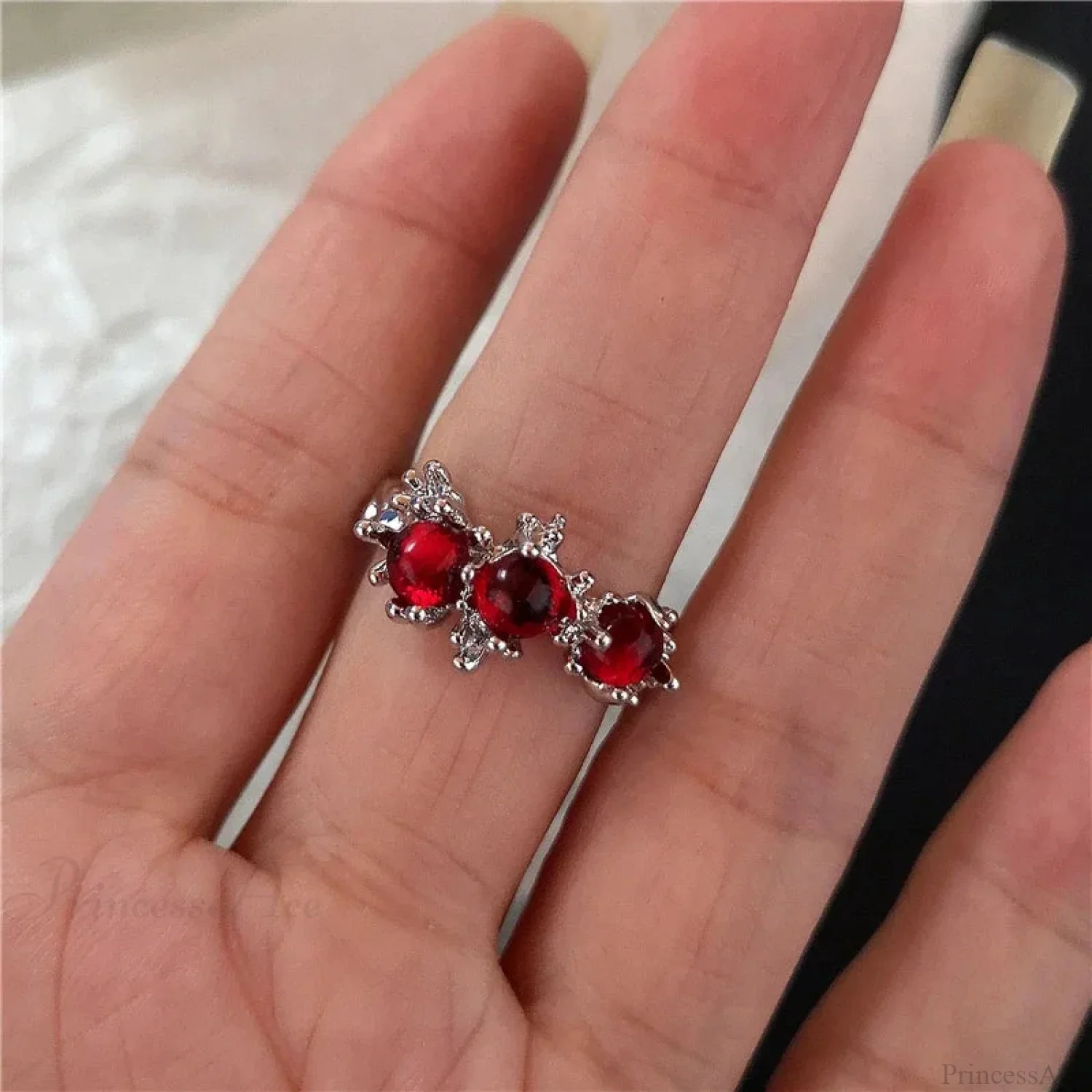 Y2K Gothic Animal Spider Crimson Crystal Ring - Image 21