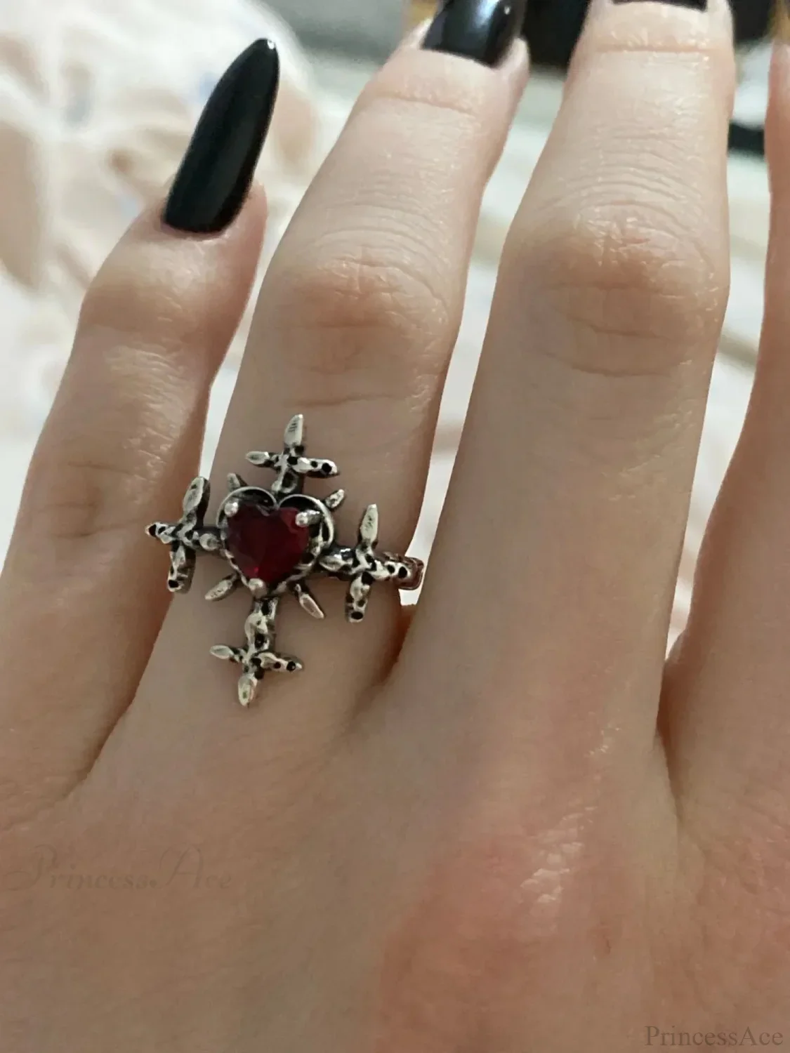 Y2K Gothic Animal Spider Crimson Crystal Ring - Image 3