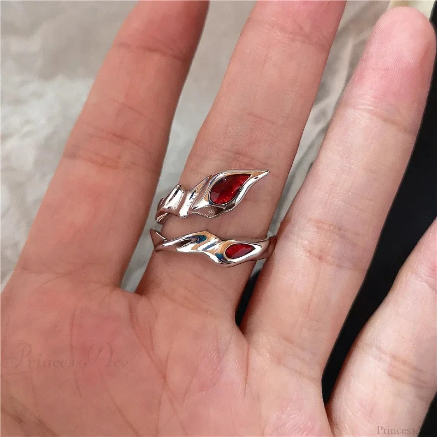 Y2K Gothic Animal Spider Crimson Crystal Ring - Image 9