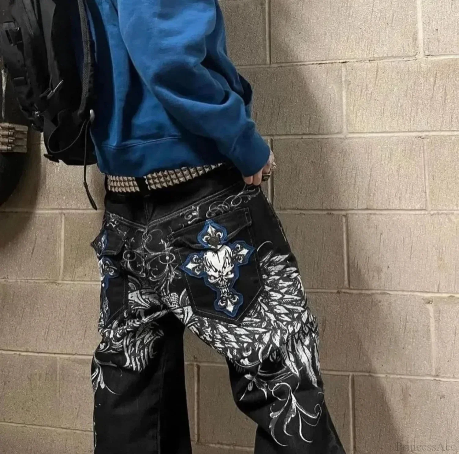 Y2K Gothic Design Print Loose Pant - Image 2