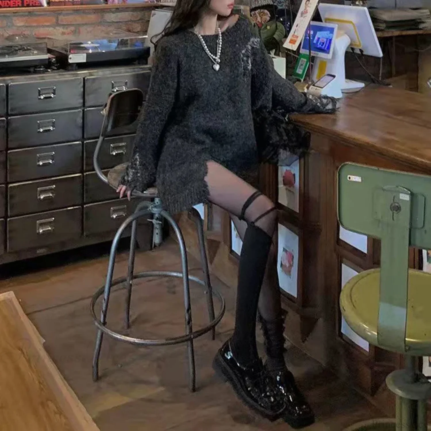 Y2K Gothic Hole Vintage Oversized Sweater - Image 2
