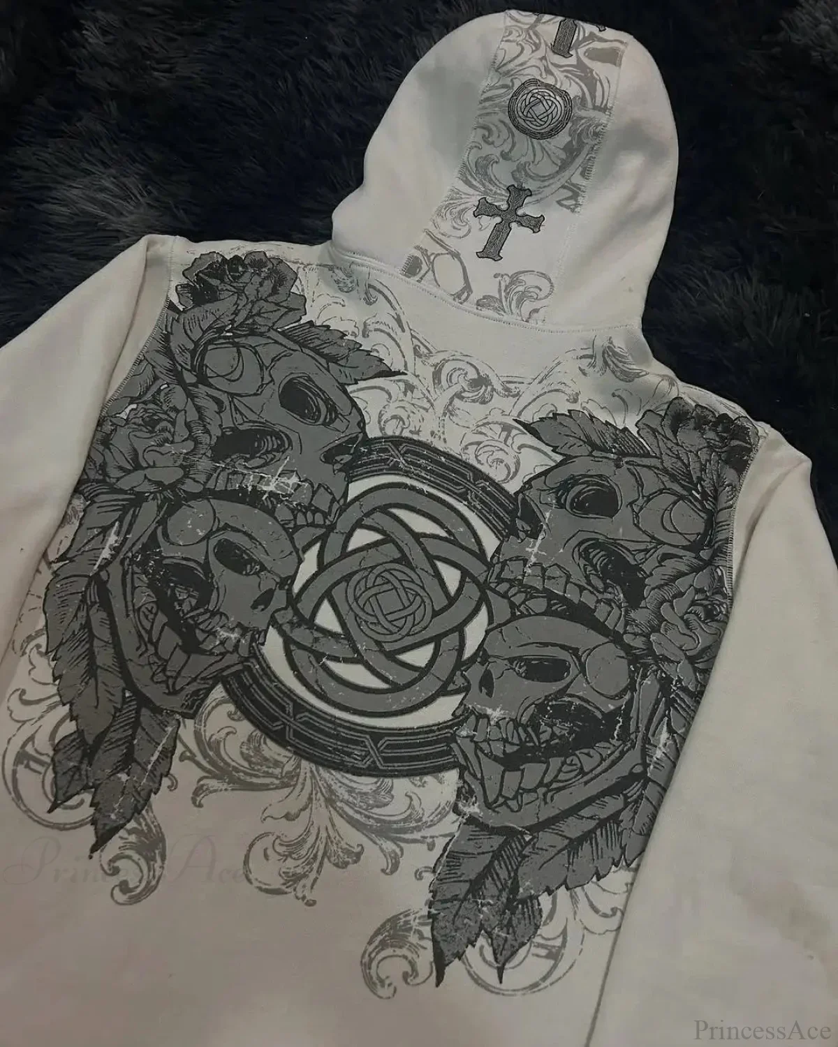 Y2K Gothic Skull Design Hoodie - Image 3