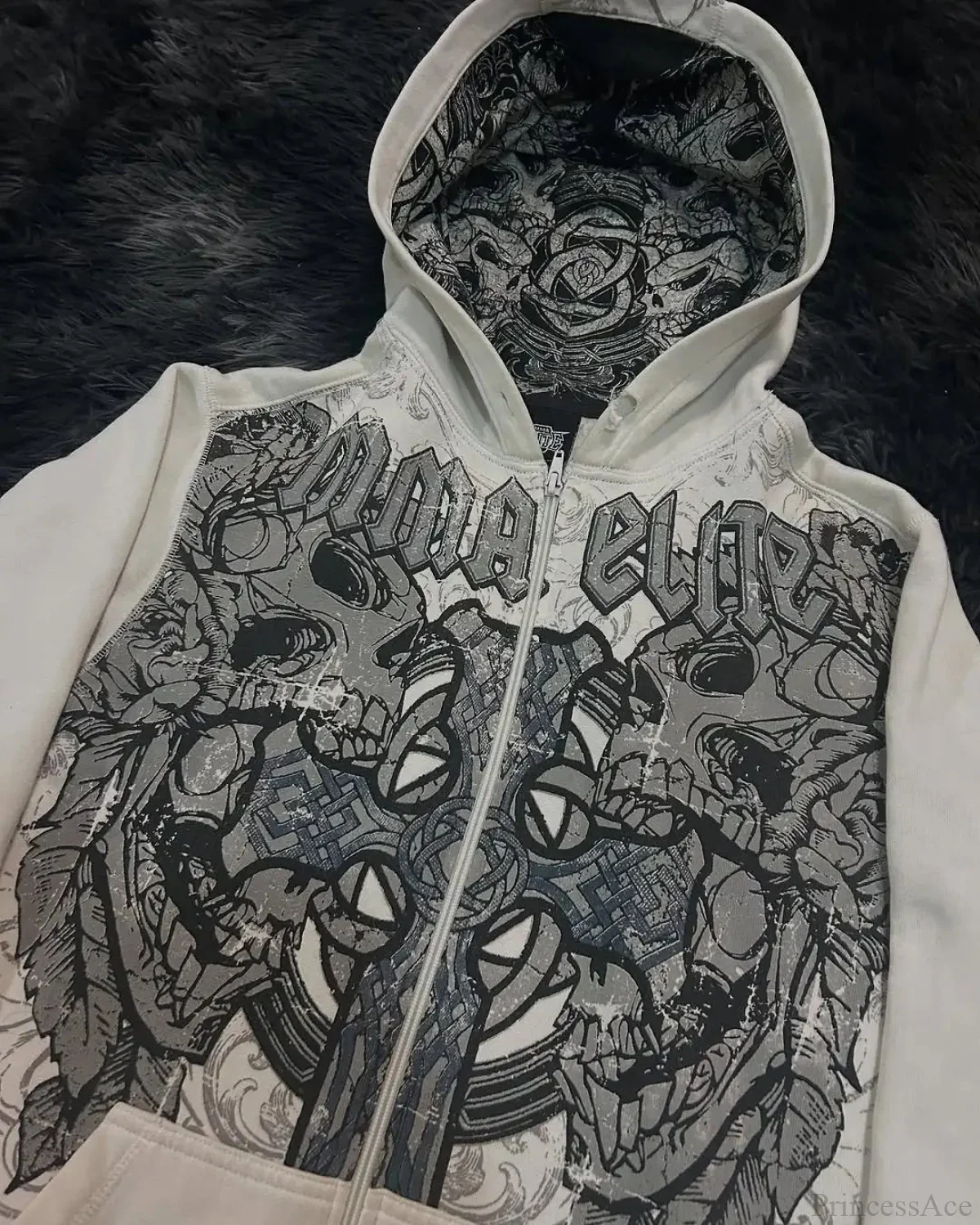 Y2K Gothic Skull Design Hoodie - Image 4