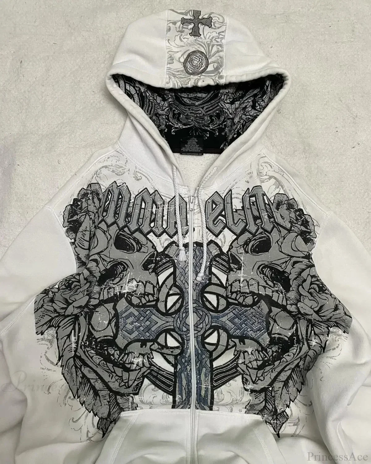 Y2K Gothic Skull Zipper Hoodie