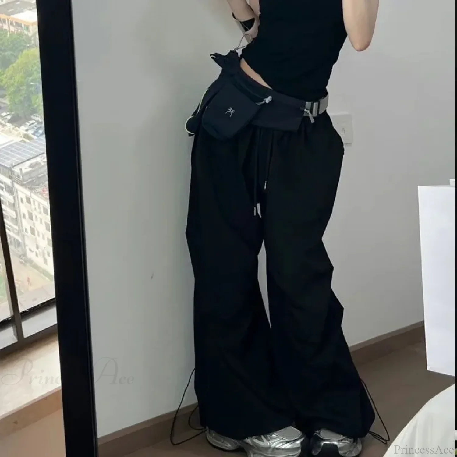 Y2K Grey Parachute Baggy Pants - Image 4