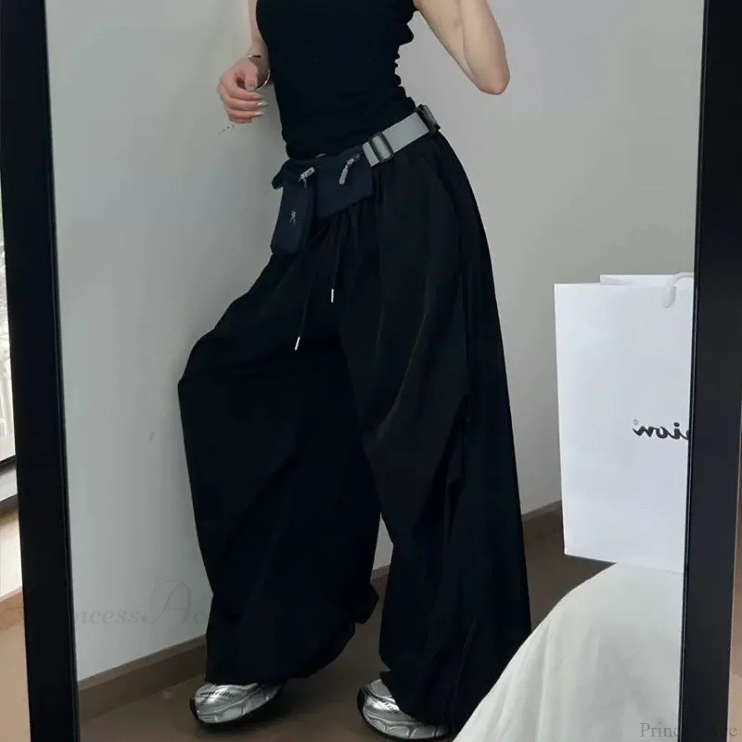 Y2K Grey Parachute Baggy Pants - Image 5