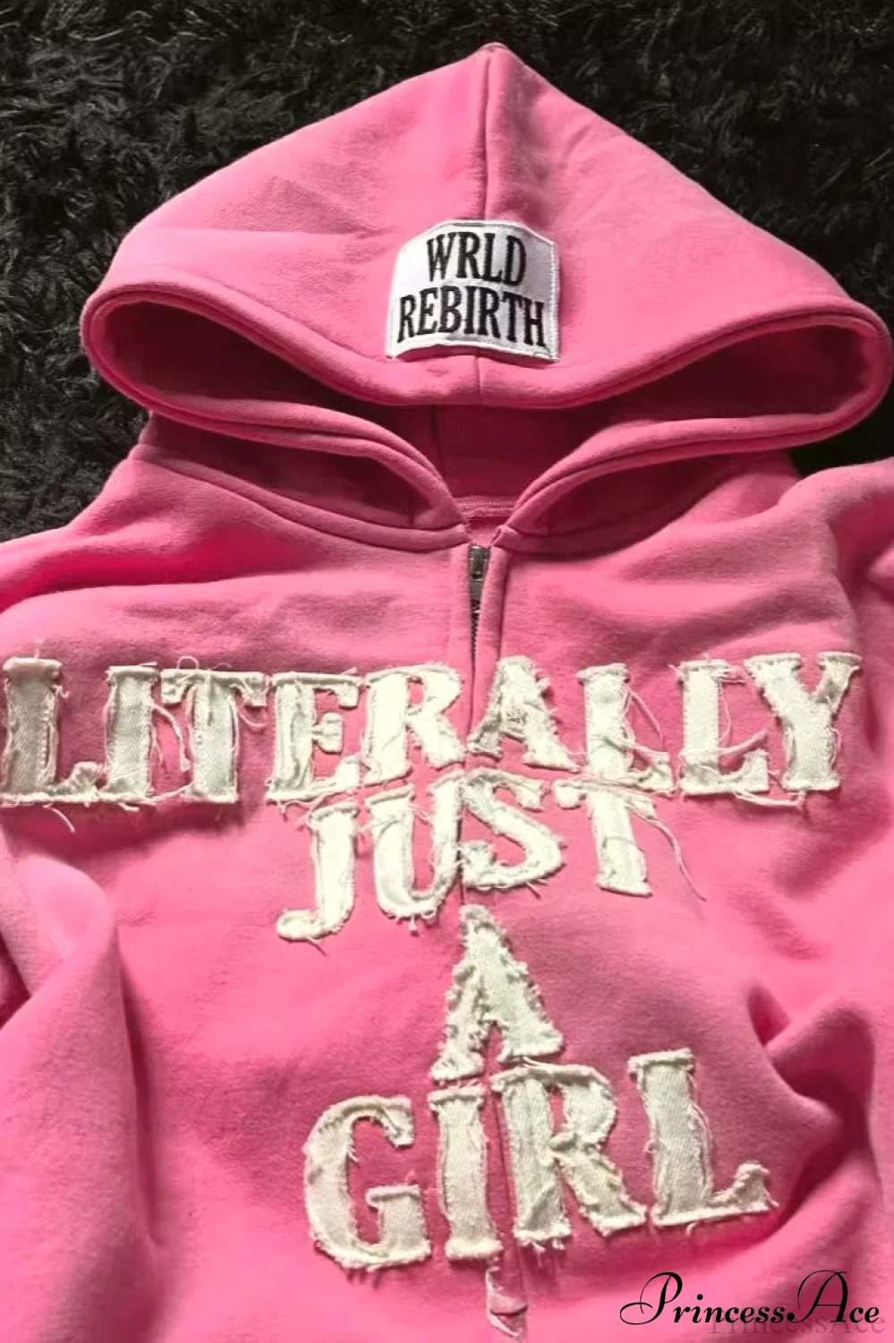 Y2K Hip-Hop 3D Letter Print Loose Zip Hoodie - Image 2