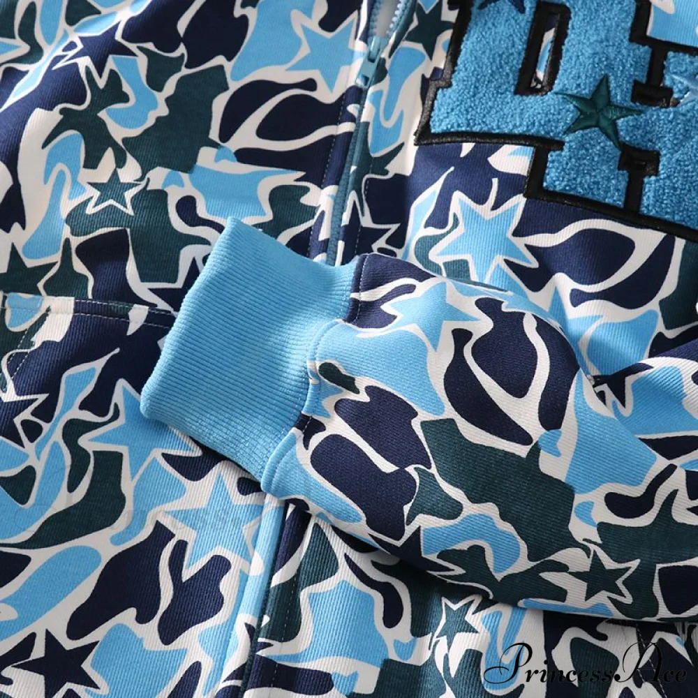 Y2k Hoodie Demon Streetwear Camouflage Up Embroidery Oversized Harajuku Zip Women - Image 4
