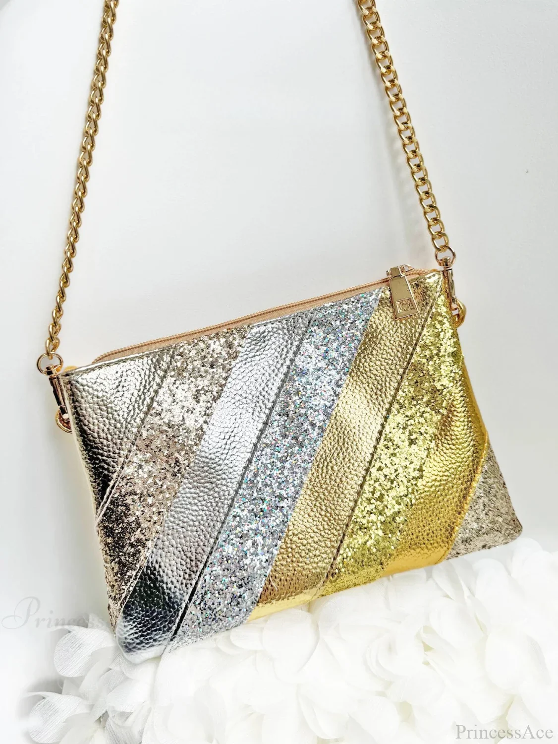 Y2K Metallic PU Leather Patchwork Wristlet - Image 5