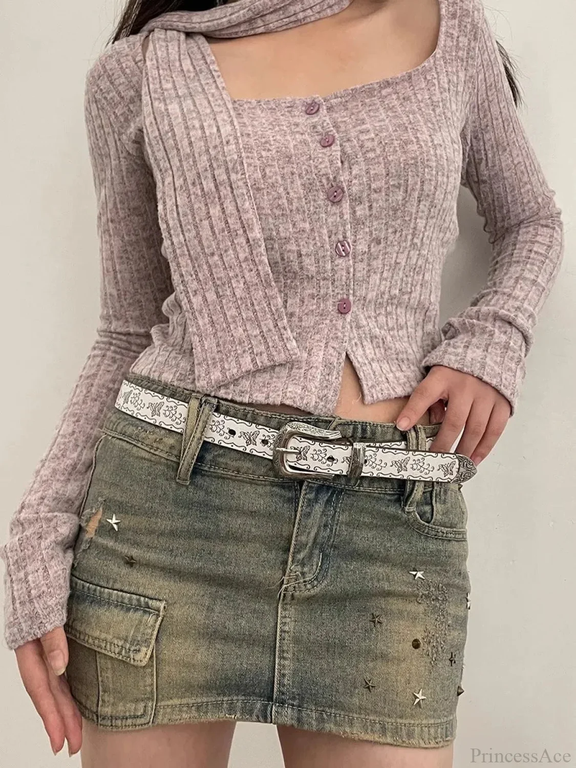 Y2K Mysterious Ivory Jeans Waist Strap - Image 2