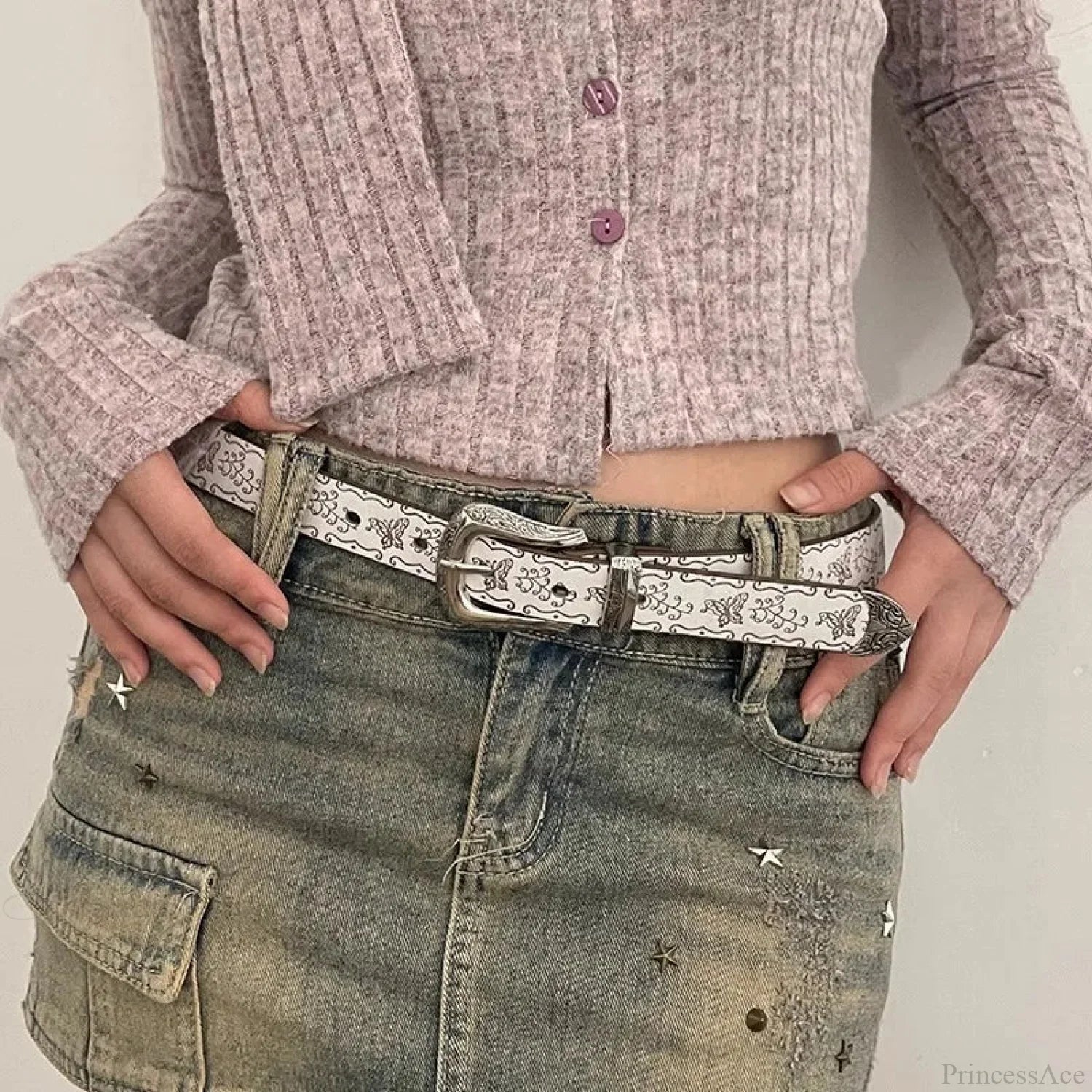 Y2K Mysterious Ivory Jeans Waist Strap - Image 6