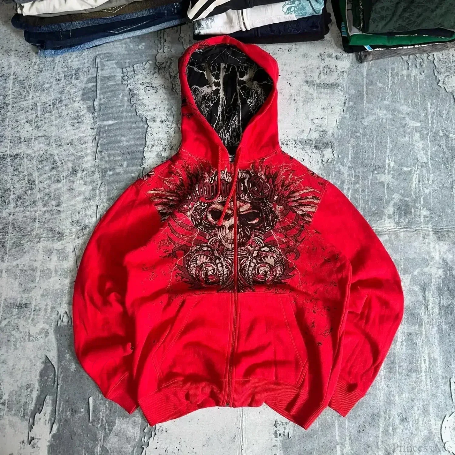 Y2K Mysterious Needlework Zipper Hoodie - Image 2