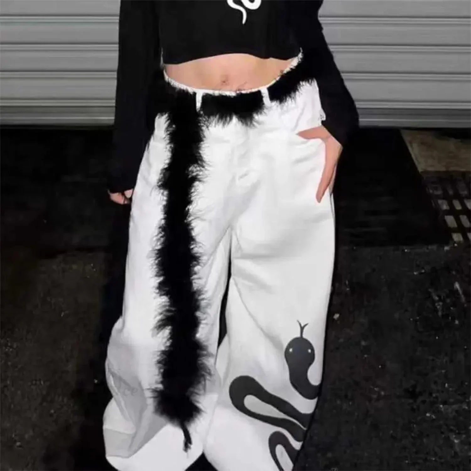 Y2K Mysterious Rebellious Furry Plush Waist Chain Belt - Image 2