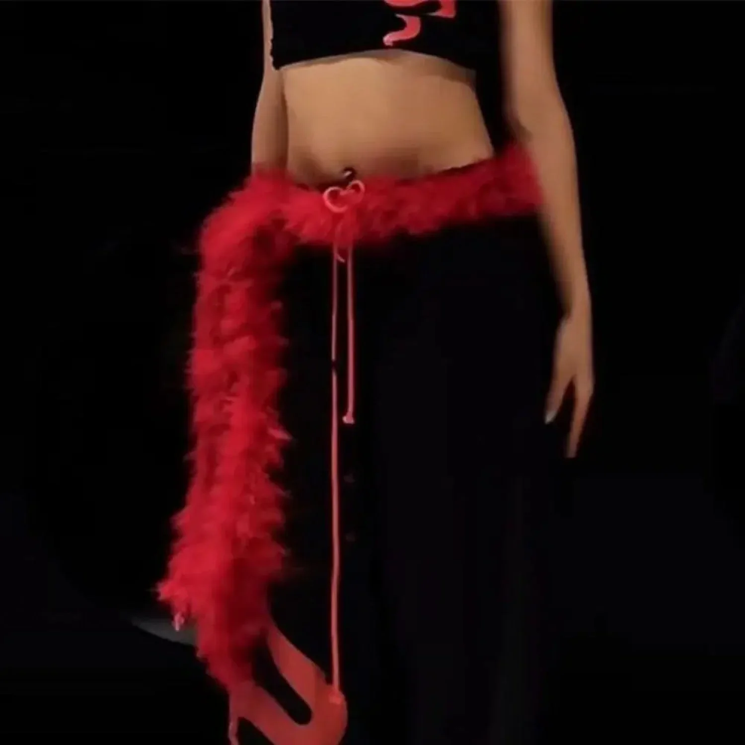 Y2K Mysterious Rebellious Furry Plush Waist Chain Belt - Image 3