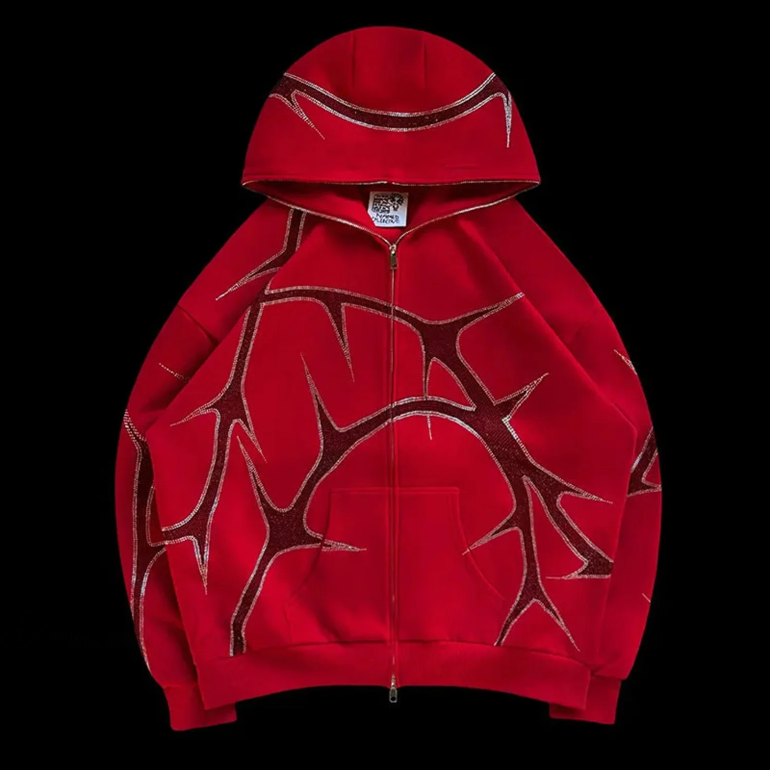 Y2K Mysterious Rhinestone Zipper Hoodie - Image 4