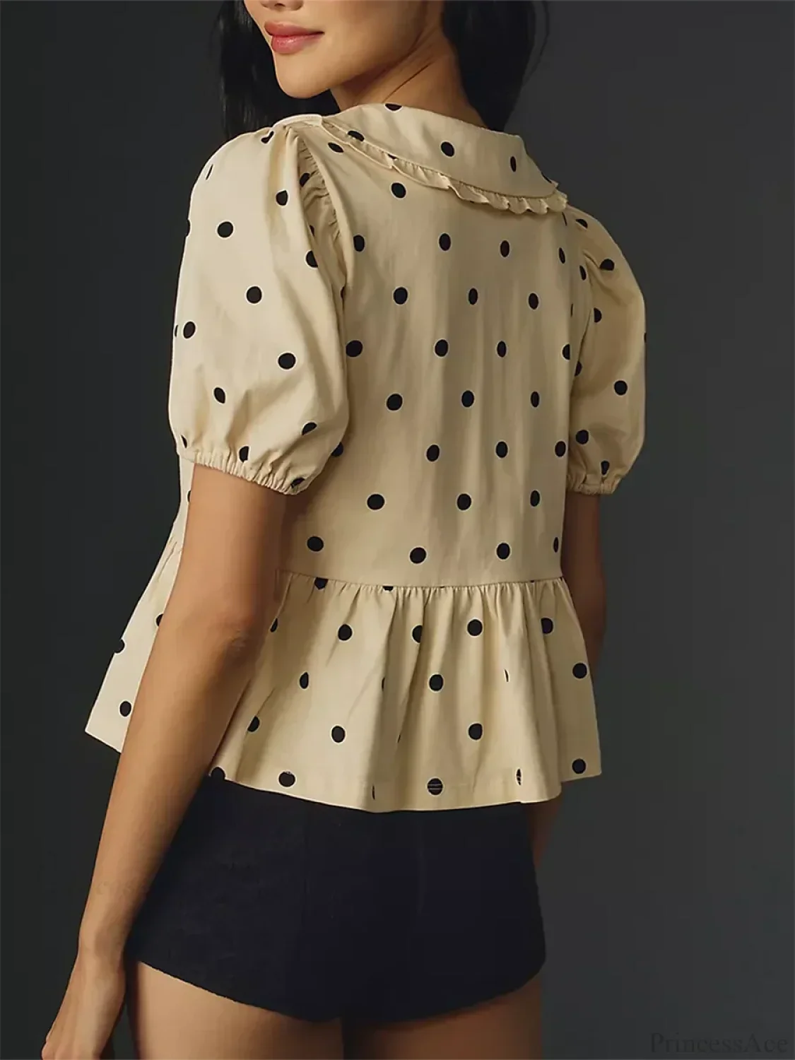 Y2K Peplum Ruffle Plaid Blouse - Image 4