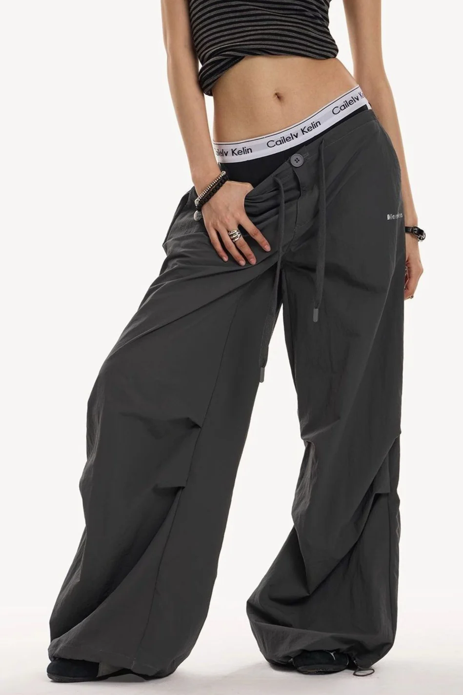 Y2K Retro Grey Military Cargo Pant