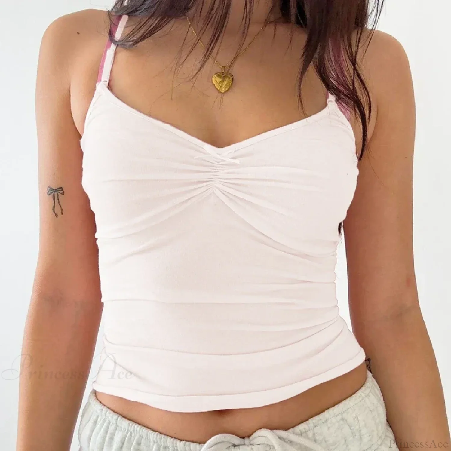 Y2K Ruched Bow Slim Fit Retro Backless Kawaii Fairy Coquette Crop Top - Image 4
